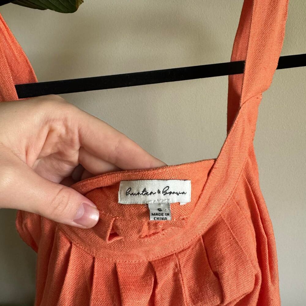 Orange Hunter and Brown Wide leg Jumpsuit Shorts - Picture 3 of 5